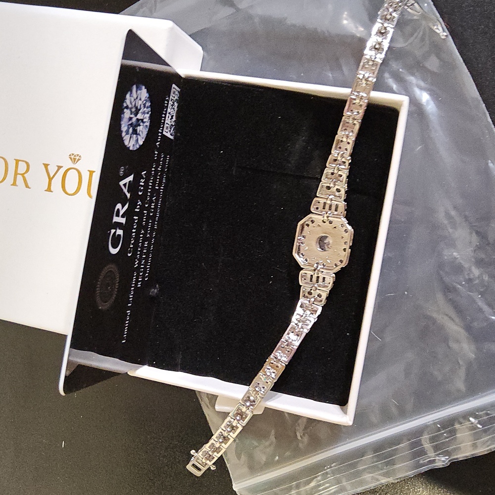 Elegant Silver Moissanite Bracelet with Crystal Accents - Picture 3 of 10